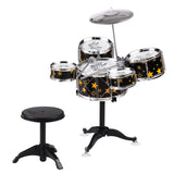 kids Children Jazz Drum Set 5PCS Drums with Cymbal Drumsticks Adjustable Stool Musical Gift Percussion Instrument