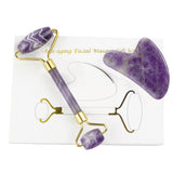 Amethyst Jade Facial Massage Roller Relax Weight Loss Natural Jade Quartz Scraper Massager Roller Jade Beauty Skin Tool XA67Z