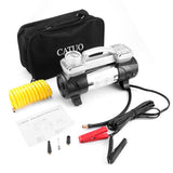 Catuo Portable Double Cylinder Air Compressor Tire Inflator High Power 12V Dc Pump To 100 Psi With Led Light Thermal Design