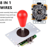2 Player Ellipse Arcade Kit Oval Bat Joystick Handles LED Chrome Arcade Buttons for Arcade Standard Controller DIY Games MAME