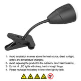 Reading LED Camping Lamp Waterproof High Efficiency Courtyard Portable Night Light USB Charging Clip On Balcony Rotatable Head