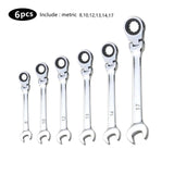 Flex Head Ratcheting Wrench Set,Combination Ended Spanner kits, Chrome Vanadium Steel Hand Tools Socket Key Ratchet Wrench set