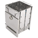 Outdoor Camping Stove Stainless Steel Cooking Equipment Portable Folding Wood Stove For Hiking Fishing BBQ With Grills