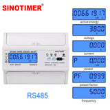 3 Phase 4 Wire RS485 Modbus 380V DIN Rail Energy Meter Digital Backlight Power Factor Monitors With Voltage Current Display