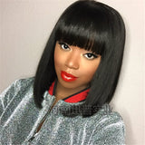 Bob head wig women black short straight hair bob head chemical fiber wig