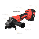 20V Cordless Angle Grinder Electric Angle Grinder100mm 10000RPM Brushless Motor 2-Position Adjustable Auxiliary Electric Grinder