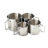 4PCS 304 Stainless Steel Outdoor Camping Cup Set Trekking Camping Cups Travel Hiking Cookware Equipment Accessory