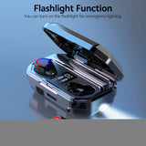 2021 TWS BT 5.0 Wireless Stereo Earphones Touch Control Deep Bass Sports Headset Noise Reduction with Mic Flashlight Function