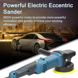 980W Electric Eccentric Sander 5 Inch Polishing Machine 125mm Disc Household Wood Processing Furniture Car Polishing Machine