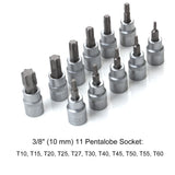 34Pcs E-Torx Sockets Bit Set Male Female E-torx Bits 3/8'' 5/16'' Drive Kit ith Storage Box