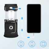 Portable Solar LED Camping Light Outdoor Tent Light USB Rechargeable Emergency Lamp Search Light