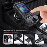 1.8"Wireless Car Bluetooth FM Transmitter Aux Supports QC3.0 Charging Treble And Bass Sound Music Player MP3 Player Audio