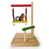 Parrot Swing Hanging Bell Wooden Toy Bird Perch Bracket Bar Beads Pet Cage Decoration Colorful Toys