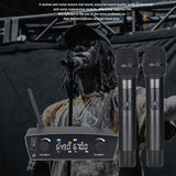 TW-300 UHF High-Fidelity Wireless One with Two Microphones One Key FM Dual Wireless Receiver LED Display-US PLUG