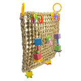 Straw Braid Rope Net Hammock Ladder Bird Foraging Wall Toy for Parrot Parakeet Cockatiel Conure Cockatoo African Grey Macaw Cage