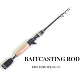 Fishing Rod Carbon Telescopic UL Fishing Rod 1.8m Ultralight Portable Travel equipment Spinning Casting Rods with Rod Bag