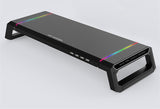 Monitor Stand Riser Foldable, RGB Computer Monitor Riser with 4Pcs USB Port, Foldable Monitor Stand with Drawer Storage