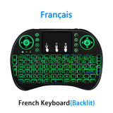 2.4Ghz Wireless Keyboard 7 color backlit i8 Mini Russian English 3 colour Air Mouse with Touchpad Remote Control Android TV Box