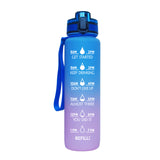 1L Motivational Sports Water Bottle Leakproof Flip Top Water Bottle with Time Marker and Removable Strainer for Sports Workout
