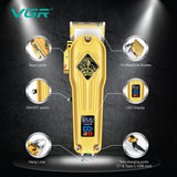 Professional full metal hair clipper barber cordless electric hair trimmer for men rechargeable hair cutting machine adjustable