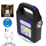 Portable Solar Lantern COB LED Work Lamp Waterproof  Emergency Spotlight USB Rechargeable Hand lamp for Outdoor Hiking Camping