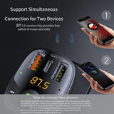Car Bluetooth FM Transmitter Car Accessories Fm Modulator Electronic Cigarette Type-C QC3.0 Dual USB Charger Mp3 Player