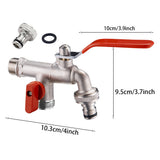 Manual Practical Home Garden Detachable 90 Degree Faucet Water Tap Explosion Proof Double Valve Rustproof Copper Cold Hot