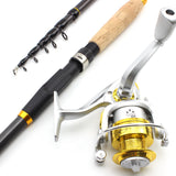 2.1M Fishing rod with reel Carbon Telescopic Fishing Rod Portable Spinning Rod and Reels Multifunction set Travel trout rods