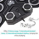 USB Portable Roll Up Drum Kit Silicone Electronic Drum Sets with Foot Pedal &amp; Drumsticks Built-in Battrey for Beginners