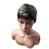 Wig Ladies Short Hair Black Wig Synthetic Fiber Head Cover Pixie wig
