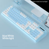 Pink Blue Gaming Keyboard Mechanical Feel Wired USB RGB Backlit Color Matching 104 Keys Keyboards for PC Home Office Gamer