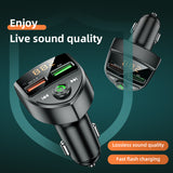 LED Display Bluetooth Car Kit MP3 Music Player FM Transmitter QC3.0 Dual USB Charger with TF Card