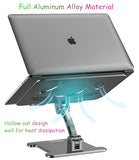 Aluminum Laptop Riser Stand Dual Axis Design Height/Angle Adjustable Notebook Holder
