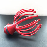 Upgraded Head Massager Electric Manual Dual-use Rechargeable New Steel Ball 12 Claw Head Massager Red