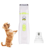 2 in 1 Dog Cat Hair Trimmer Paw Nail Grinder Pet Grooming Clippers Nail Cutter Low Noise Hair Cutting Machine Pet Grooming Tool