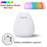 Silicone Touch Sensor LED Night Light For Children Baby Kids 7 Colors 2 Modes Cat USB Charging LED Night Lamp Surface Touch Lamp
