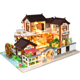 DIY Wooden Dollhouse Chinese Town Architecture Doll Houses Miniatures with Furniture Toys for Children Friend Birthday Gift