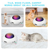Automatic UFO Interactive Cat Toy for Indoor Rotating Feather Electronic Cat Toy Smart Auto Shut-Off Random Moving USB Charging