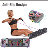9 In 1 Push Up Rack Board With Latex Resistance Bands Body Building Board System Fitness Comprehensive Indoor Training Gym