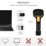 2-in-1 2.4G Wireless Barcode Scanner &amp; USB Wired Barcode Scanner Handheld 1D Bar Code Scanner Reader for Computer Laptop