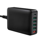 USB Charger 6 Port 20WPD USB Charging Station For Iphone 13/12/11 Pro Max XS Max XR X 8 7 Plus, Galaxy S21