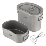 Lixada Outdoor Camping Titanium Canteen Set 380ml 750ml Hanging Pot Outdoor Cutlery Camping Canteen Home Picnic Backpacking