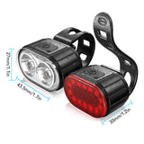 USB Rechargeable Bike Headlight Rear Light Set IPX4 Bright Bicycle Safety LED Lights Cycling Front Light Taillight Rear Lantern