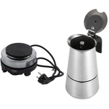 500W Electric Heater Stove Hot Cooker Plate Milk Water Coffee Eu Plug &amp; Stainless Steel Moka Latte Espresso Coffee Maker