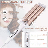 Hair Curler 3 Barrel Curling Iron Wand Crimper Temperature Adjustable Heat Up Quickly Last Long Mermaid Hair Waver Iron