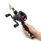 1.65m Casting Rod and Reels Carbon Rod Baitcasting Reel Travel Fishing Rod Set with Full Kits Carrier Bag feeder rod full kit