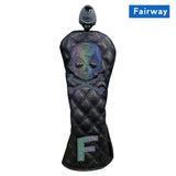 Golf Wood Cover Skull Gradient for Driver Fairway Hybrid Waterproof PU Leather Golf Club Cover Protector Golf Headcover