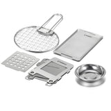 TOMSHOO Cookware Mess Kit Backpacking Wood Burning Stove with Alcohol Tray BBQ Grill Net Grill Pan for Outdoor Camping BBQ