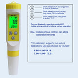 PH Meter Pen Temp Test Bluetooth APP Control Water Quality Monitor Tester Data Storage Support Printing for Pool Drinking Water