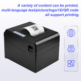 Thermal Receipt Printer 80mm Desktop Direct Thermal Printing USB+LAN Connect 300mm/s High Speed with Auto Cutter Support ESC/POS